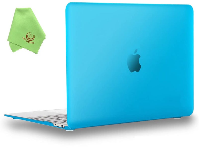 UESWILL Smooth Soft Touch Matte Hard Shell Case Cover Compatible with MacBook 12 inch with Retina Display (Model: A1534) + Microfibre Cleaning Cloth, Aqua Blue - Image 1